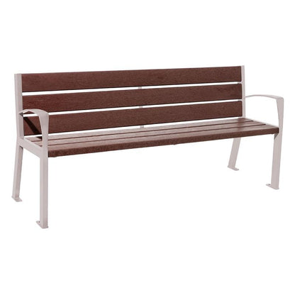 Cityscape Direct Silaos Seat (Steel and Recycled Plastic) - 1800mm wide Armrests / 6 Slats / Light Grey (RAL 7044)