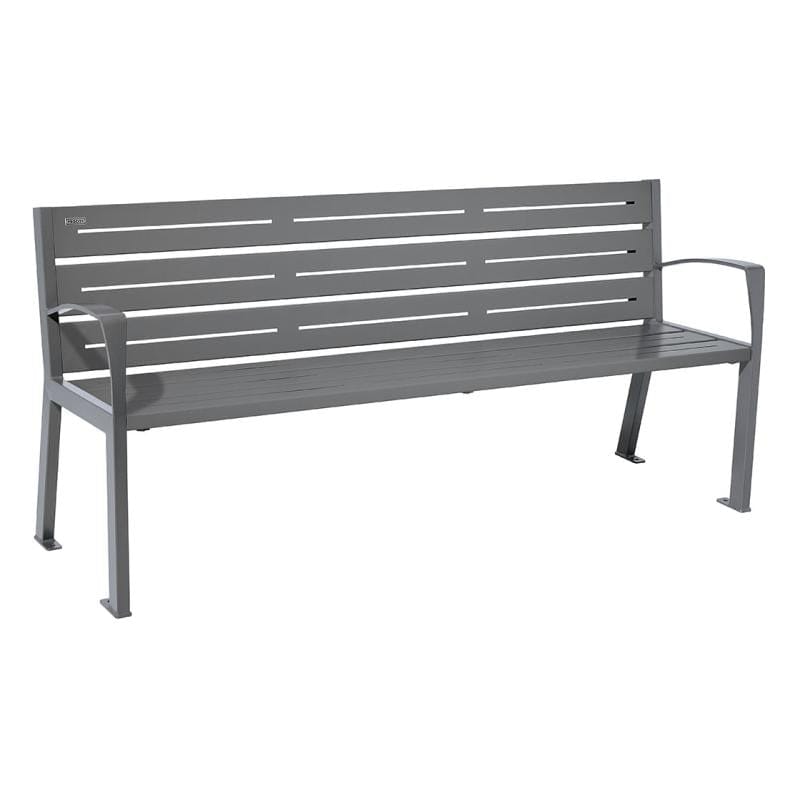 Cityscape Direct Silaos Seat (Steel) - 1800mm wide Armrests / 6 Slats / Procity Grey