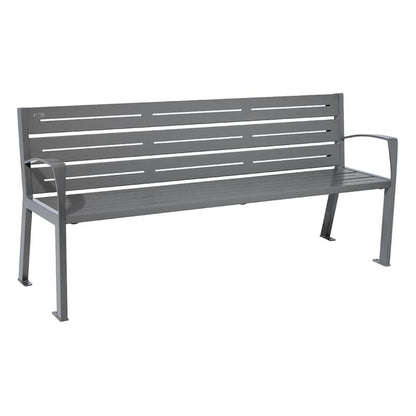 Cityscape Direct Silaos Seat (Steel) - 1800mm wide Armrests / 6 Slats / Procity Grey