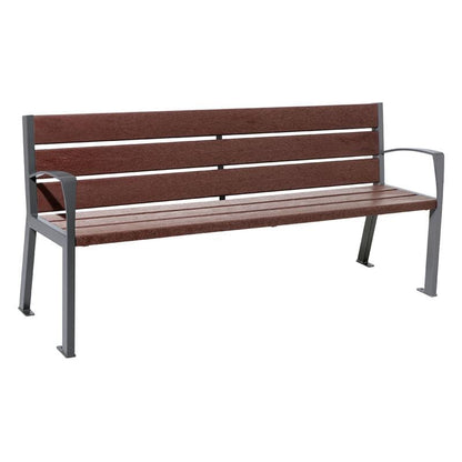 Cityscape Direct Silaos Seat (Steel and Recycled Plastic) - 1800mm wide Armrests / 6 Slats / Procity Grey