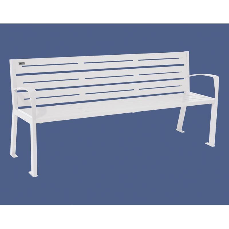 Cityscape Direct Silaos Seat (Steel) - 1800mm wide Armrests / 6 Slats / White (RAL 9010)