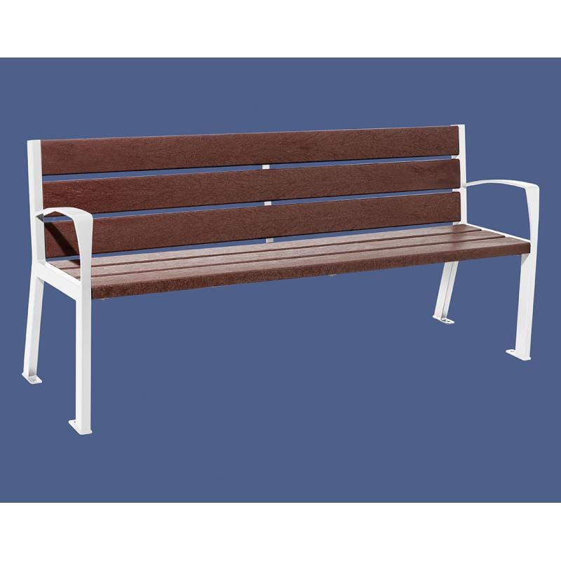 Cityscape Direct Silaos Seat (Steel and Recycled Plastic) - 1800mm wide Armrests / 6 Slats / White (RAL 9010)