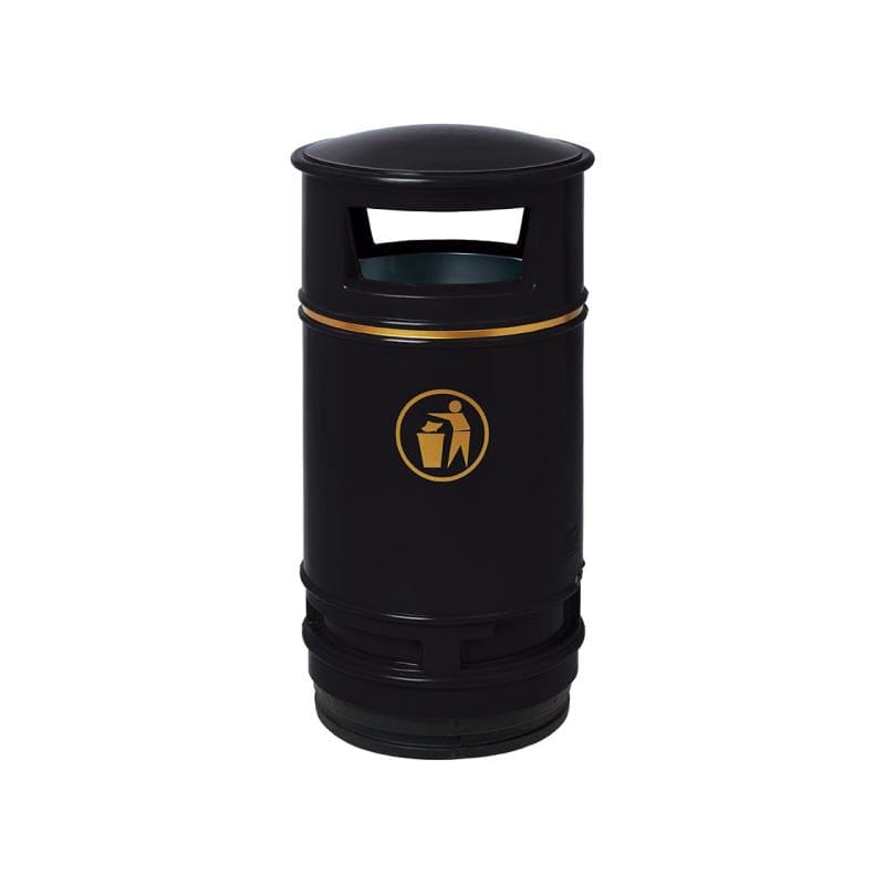 Cityscape Direct Morvan Litter Bin Black / 90 Litre (Floor Mounted)