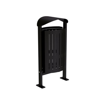 Cityscape Direct Silaos Litter Bin (Steel) Black (RAL 9005) / Base Plates