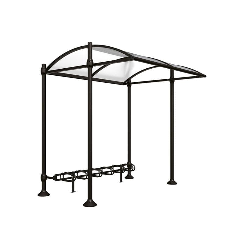 Cityscape Direct Province Bicycle Shelter Black (RAL 9005) / Brushed Steel / No Cladding