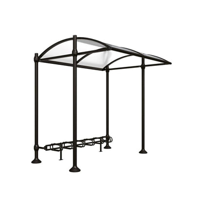 Cityscape Direct Province Bicycle Shelter Black (RAL 9005) / Brushed Steel / No Cladding