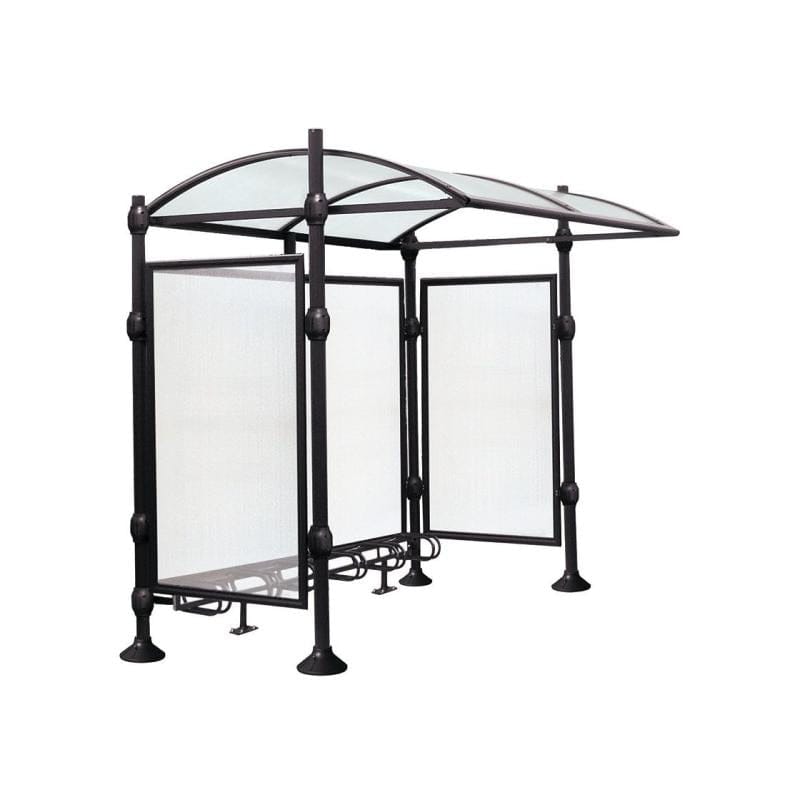 Cityscape Direct Province Bicycle Shelter Black (RAL 9005) / Brushed Steel / With Cladding