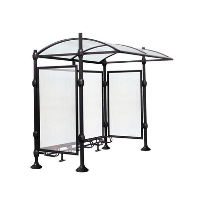 Cityscape Direct Province Bicycle Shelter Black (RAL 9005) / Brushed Steel / With Cladding