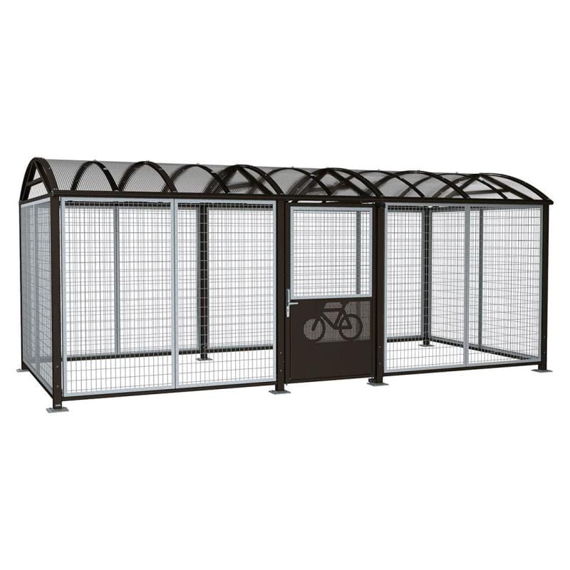 Cityscape Direct Secure XL Barrel Roof Bicycle Shelter Black (RAL 9005) / Digicode Pad / Galvanised