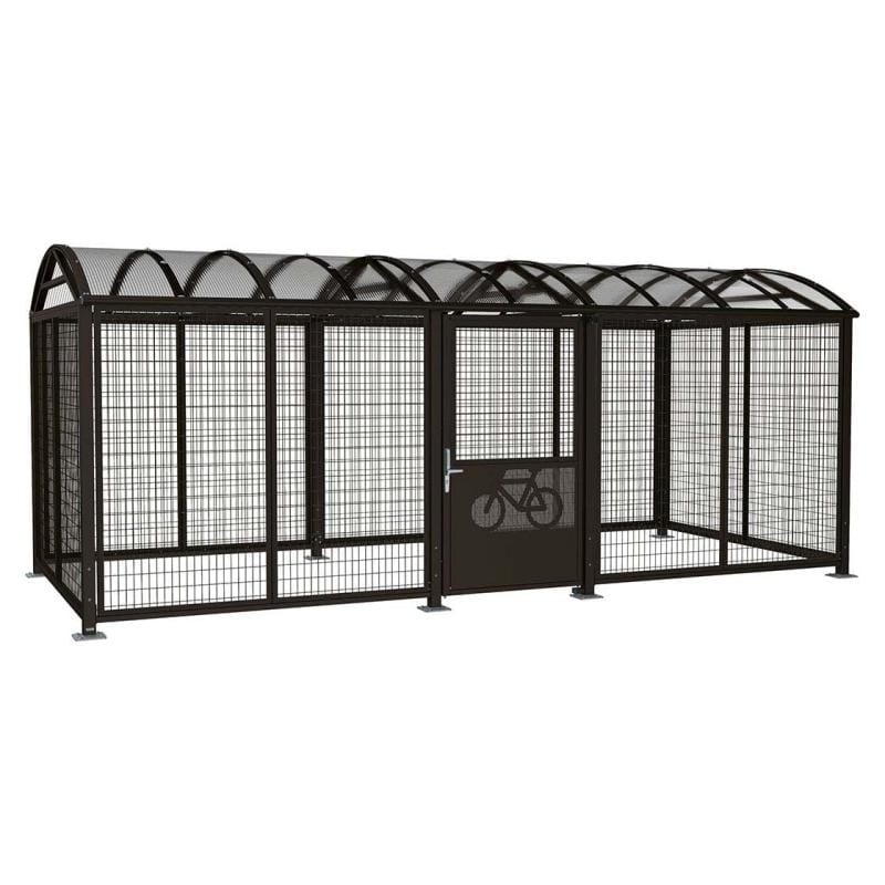 Cityscape Direct Secure XL Barrel Roof Bicycle Shelter Black (RAL 9005) / Digicode Pad / Painted
