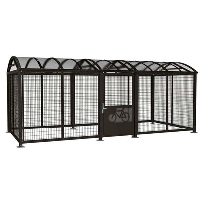 Cityscape Direct Secure XL Barrel Roof Bicycle Shelter Black (RAL 9005) / Digicode Pad / Painted