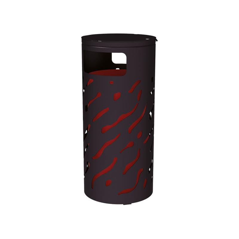 Cityscape Direct Venice Litter Bin (with Cover) Black (RAL 9005) / Galvanised and Painted Bucket (to match frame)