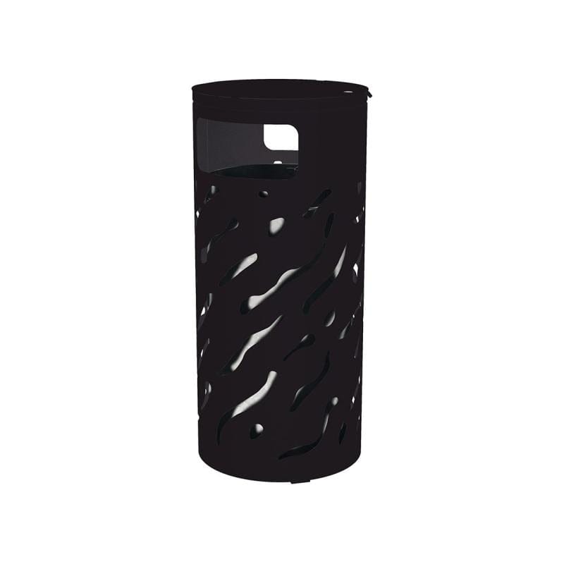 Cityscape Direct Venice Litter Bin (with Cover) Black (RAL 9005) / Galvanised Bucket (Unpainted)