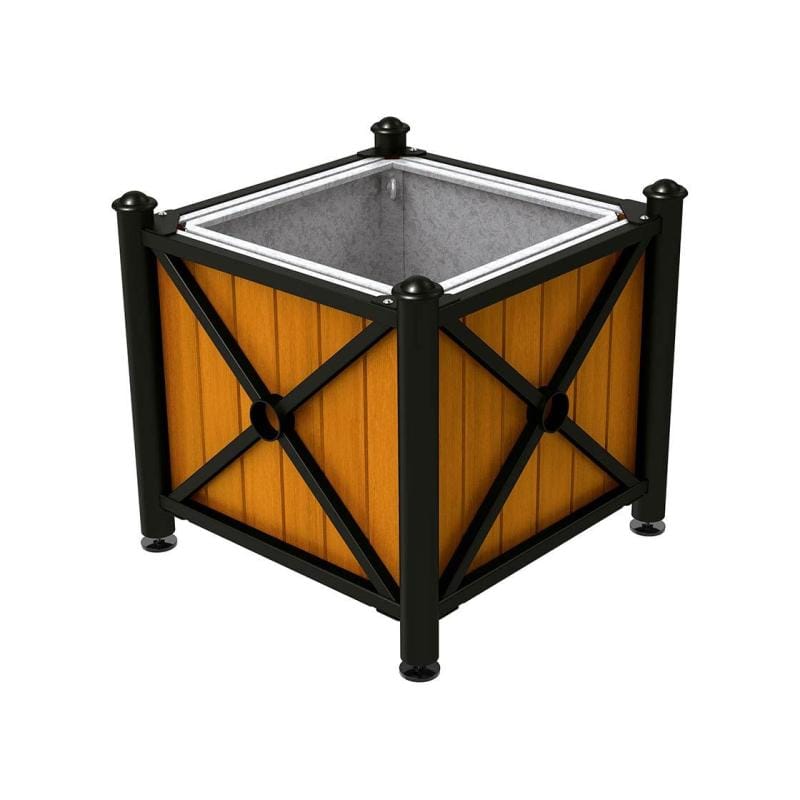 Cityscape Direct Province Agora Planter (Steel and Wood) Black (RAL 9005) / Light Oak / With inserts for use with lifting rings