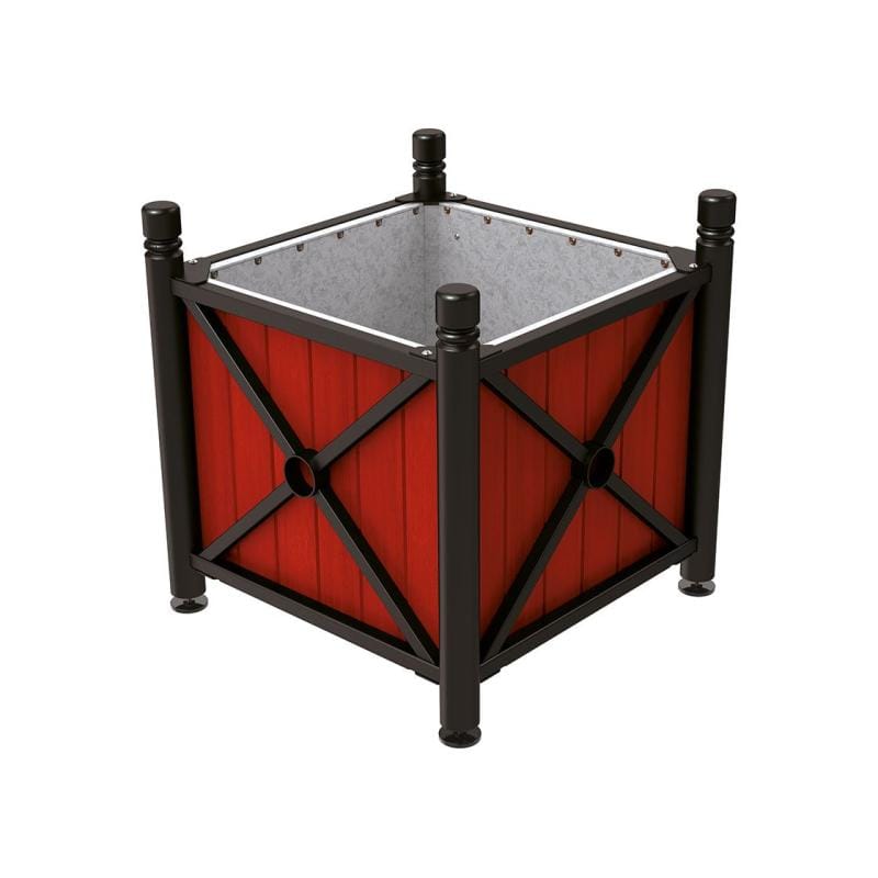 Cityscape Direct Province City Planter (Steel and Wood) Black (RAL 9005) / Mahogany / Galvanised steel