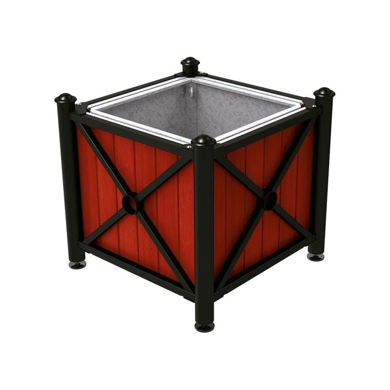 Cityscape Direct Province Agora Planter (Steel and Wood) Black (RAL 9005) / Mahogany / With inserts for use with lifting rings