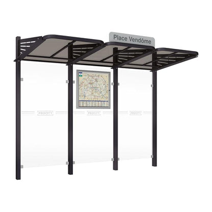 Cityscape Direct Conviviale Bus Shelter Black (RAL 9005) / No side cladding or lightbox / Not Required
