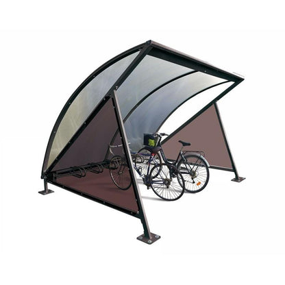 Cityscape Direct Crescent Bicycle Shelter Black (RAL 9005) / Single Unit (with Bicycle Rack)