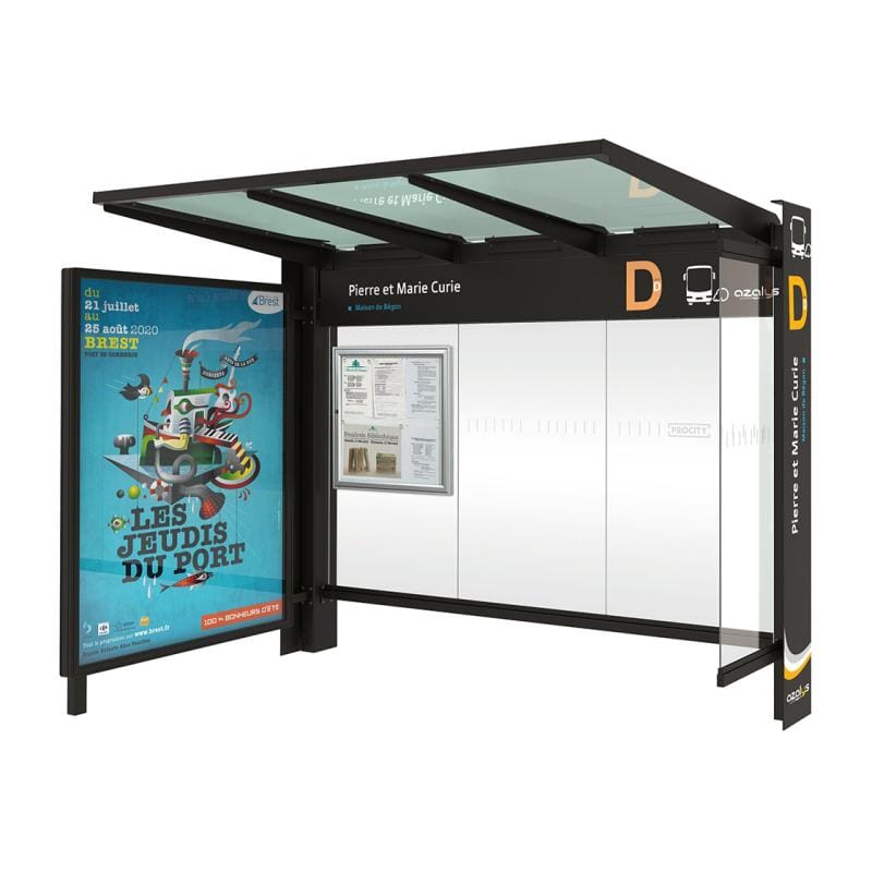 Cityscape Direct Kube Bus Shelter Black (RAL 9005) / with Advertising Board / Not Required