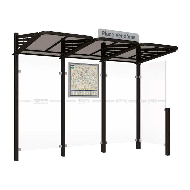 Cityscape Direct Conviviale Bus Shelter Black (RAL 9005) / With cladding on one side only / Not Required