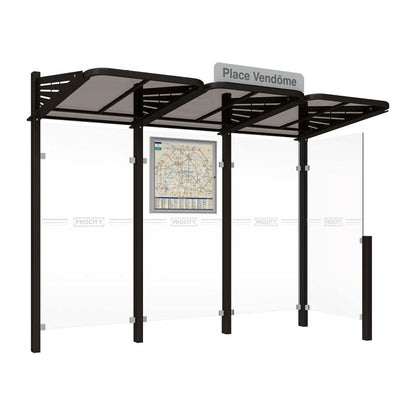 Cityscape Direct Conviviale Bus Shelter Black (RAL 9005) / With cladding on one side only / Not Required