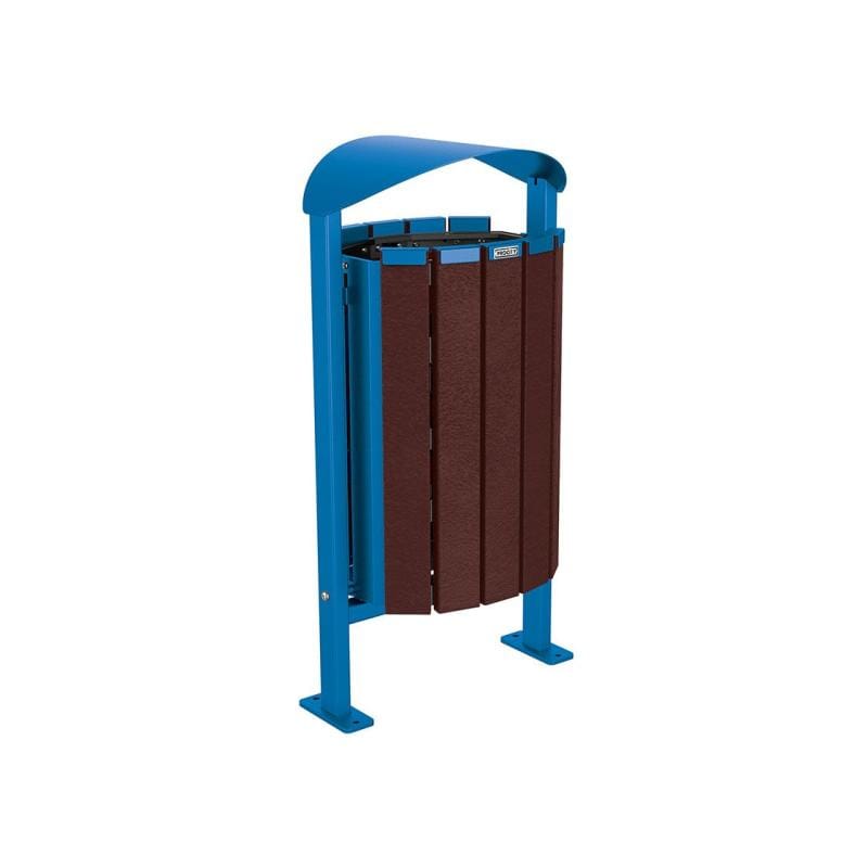 Cityscape Direct Silaos Litter Bin (Steel and Recycled Plastic) Blue (RAL 5010) / Base Plates