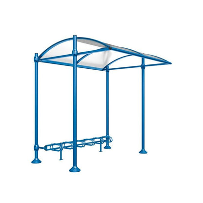 Cityscape Direct Province Bicycle Shelter Blue (RAL 5010) / Brushed Steel / No Cladding