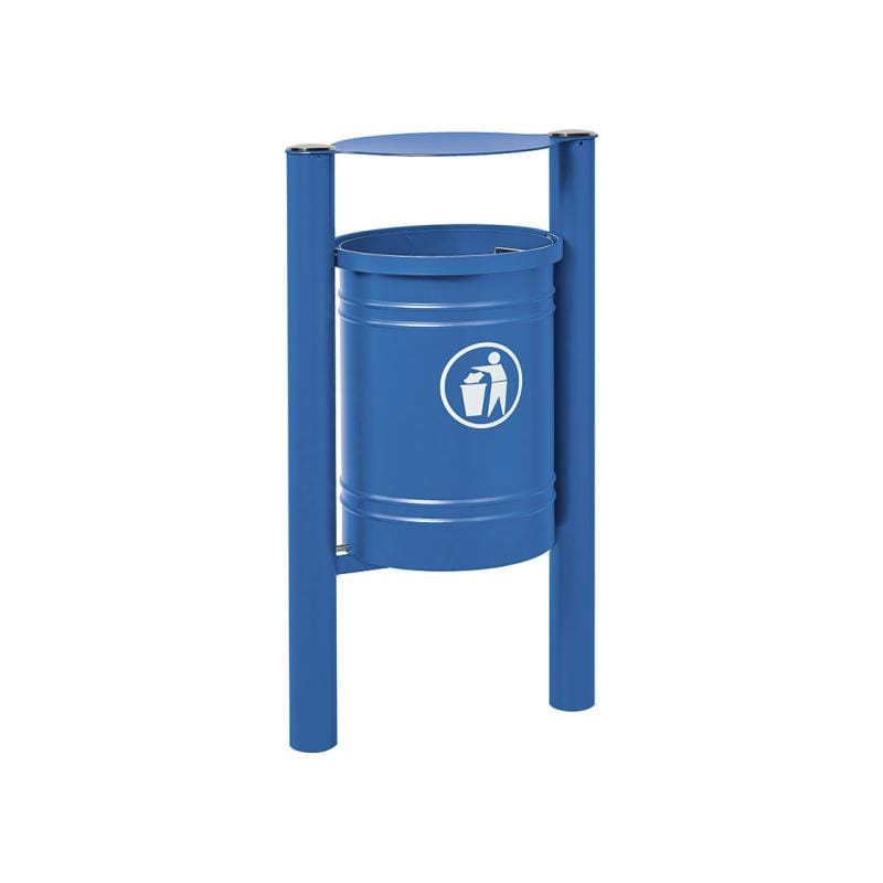 Cityscape Direct Province Litter Bin Blue (RAL 5010) / Brushed Steel