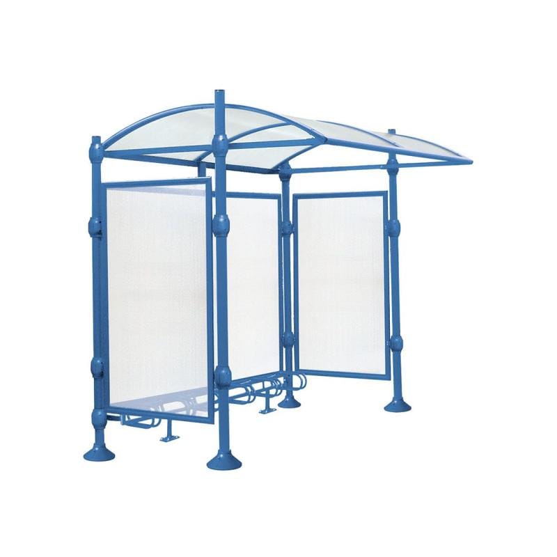 Cityscape Direct Province Bicycle Shelter Blue (RAL 5010) / Brushed Steel / With Cladding