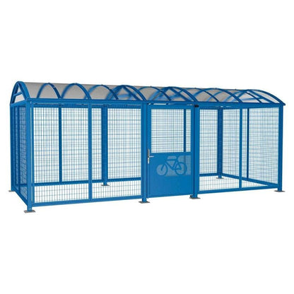 Cityscape Direct Secure XL Barrel Roof Bicycle Shelter Blue (RAL 5010) / Digicode Pad / Painted