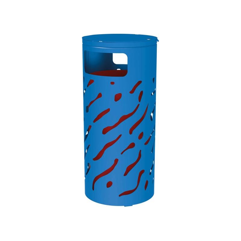 Cityscape Direct Venice Litter Bin (with Cover) Blue (RAL 5010) / Galvanised and Painted Bucket (to match frame)
