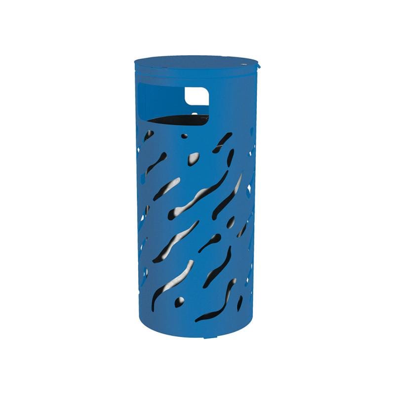 Cityscape Direct Venice Litter Bin (with Cover) Blue (RAL 5010) / Galvanised Bucket (Unpainted)