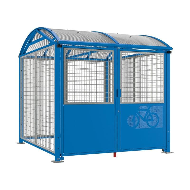 Cityscape Direct Secure Barrel Roof Bicycle Shelter Blue (RAL 5010) / Key Lock / Galvanised
