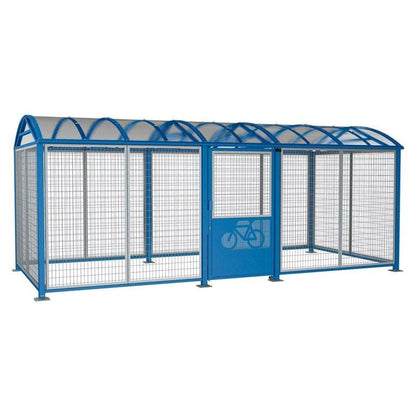 Cityscape Direct Secure XL Barrel Roof Bicycle Shelter Blue (RAL 5010) / Key Lock / Galvanised