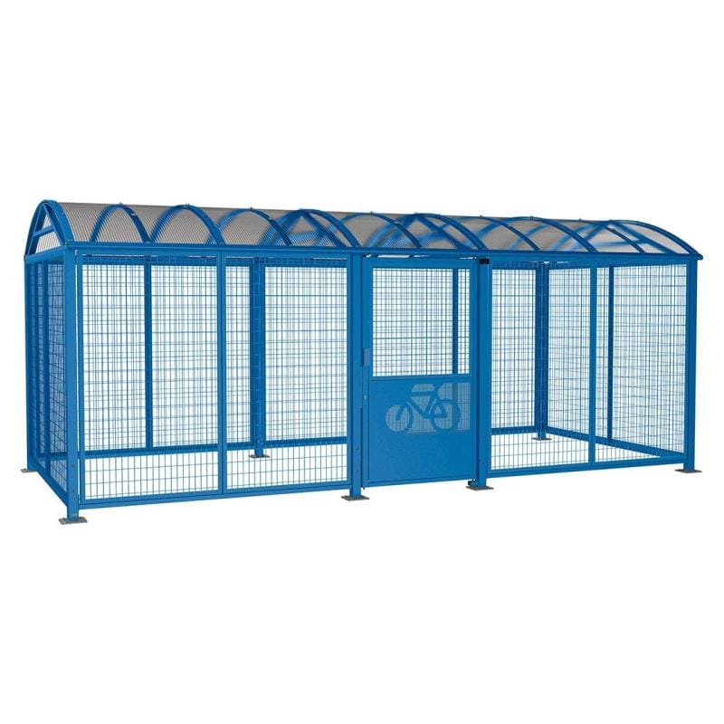 Cityscape Direct Secure XL Barrel Roof Bicycle Shelter Blue (RAL 5010) / Key Lock / Painted