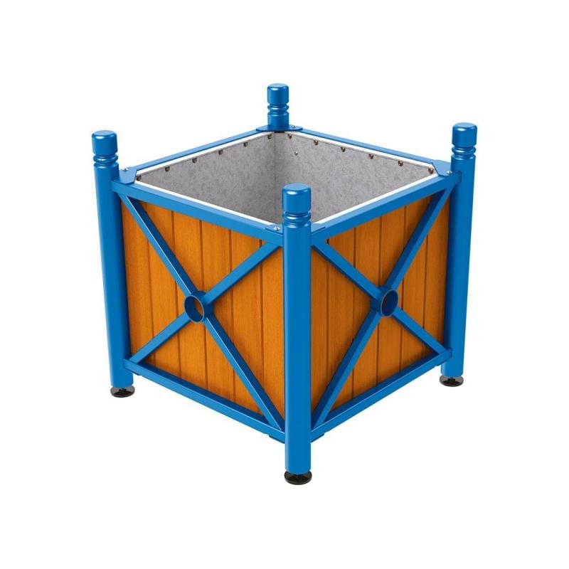Cityscape Direct Province City Planter (Steel and Wood) Blue (RAL 5010) / Light Oak / Galvanised steel