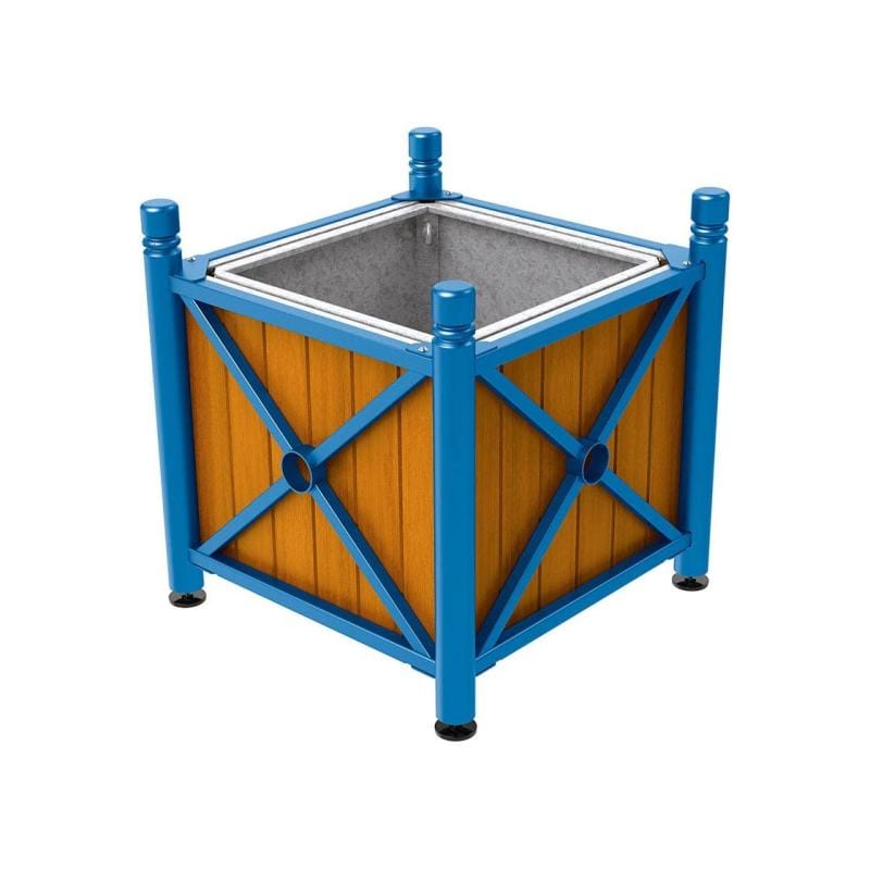 Cityscape Direct Province City Planter (Steel and Wood) Blue (RAL 5010) / Light Oak / With inserts for use with lifting rings