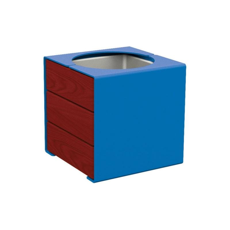 Cityscape Direct Kube Planter (Steel and Wood) Blue (RAL 5010) / Mahogany