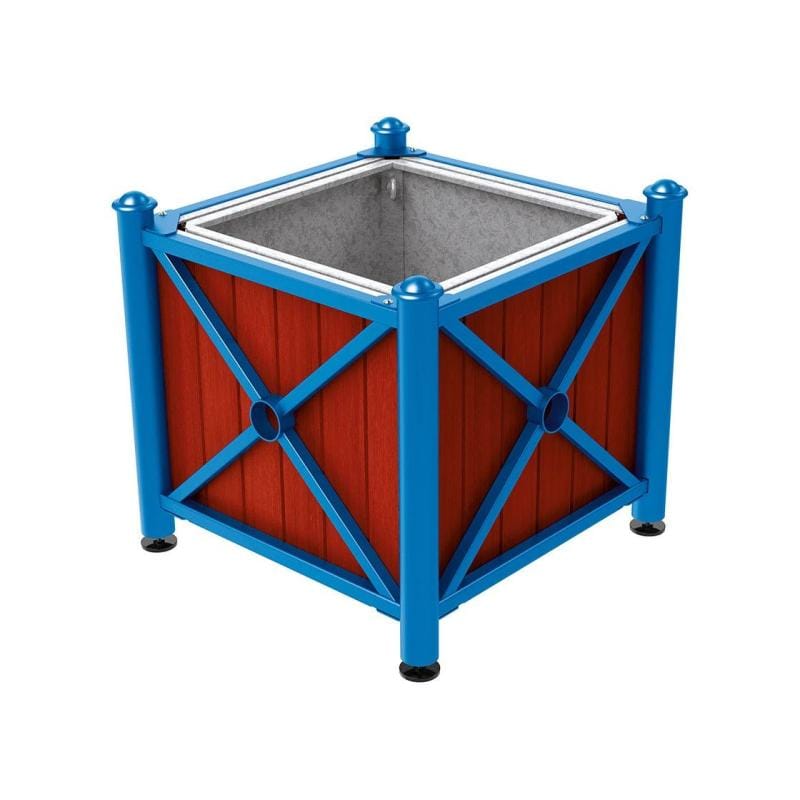 Cityscape Direct Province Agora Planter (Steel and Wood) Blue (RAL 5010) / Mahogany / With inserts for use with lifting rings