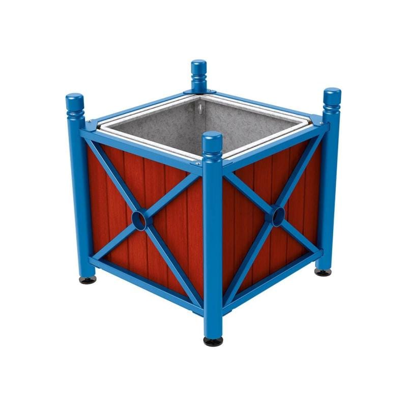 Cityscape Direct Province City Planter (Steel and Wood) Blue (RAL 5010) / Mahogany / With inserts for use with lifting rings