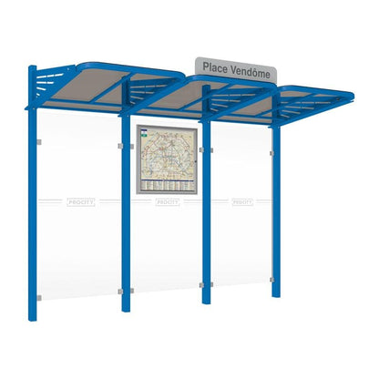 Cityscape Direct Conviviale Bus Shelter Blue (RAL 5010) / No side cladding or lightbox / Not Required