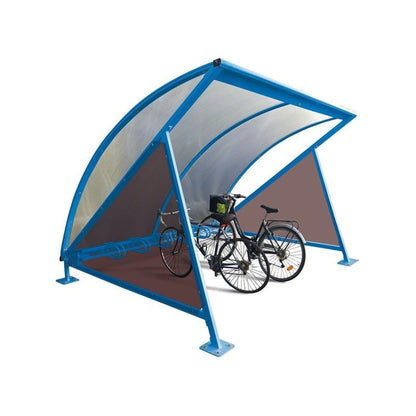 Cityscape Direct Crescent Bicycle Shelter Blue (RAL 5010) / Single Unit (with Bicycle Rack)