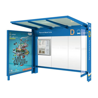 Cityscape Direct Kube Bus Shelter Blue (RAL 5010) / with Advertising Board / Not Required