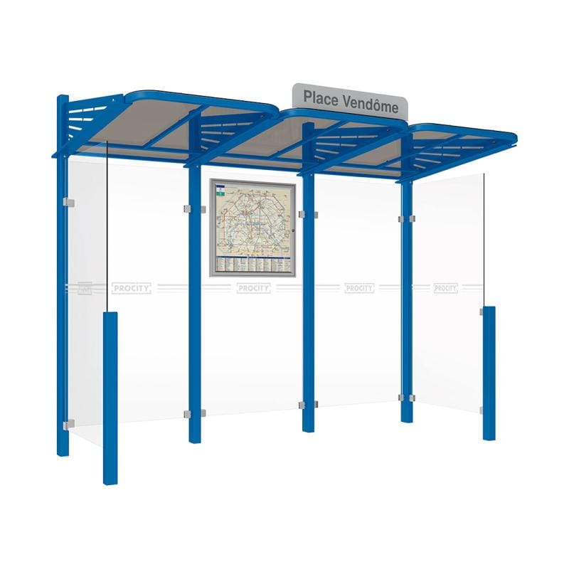 Cityscape Direct Conviviale Bus Shelter Blue (RAL 5010) / With cladding on both sides / Not Required