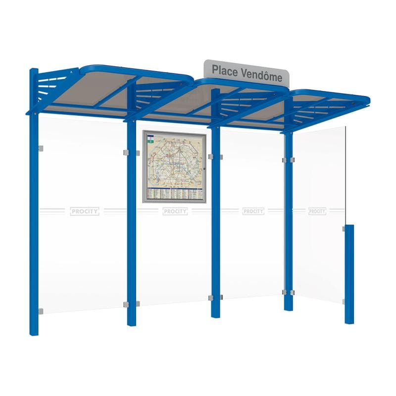 Cityscape Direct Conviviale Bus Shelter Blue (RAL 5010) / With cladding on one side only / Not Required