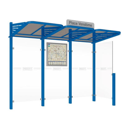 Cityscape Direct Conviviale Bus Shelter Blue (RAL 5010) / With cladding on one side only / Not Required