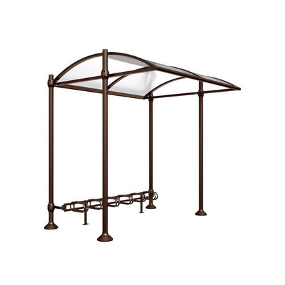 Cityscape Direct Province Bicycle Shelter Brown (RAL 8017) / Brushed Steel / No Cladding