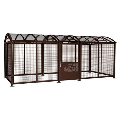 Cityscape Direct Secure XL Barrel Roof Bicycle Shelter Brown (RAL 8017) / Digicode Pad / Painted