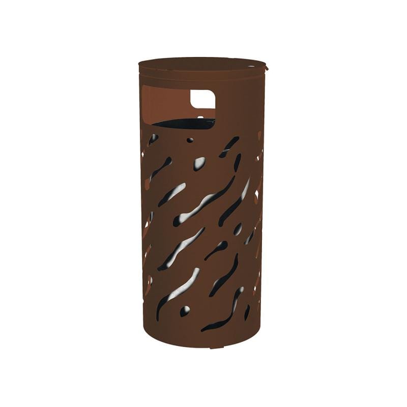 Cityscape Direct Venice Litter Bin (with Cover) Brown (RAL 8017) / Galvanised Bucket (Unpainted)