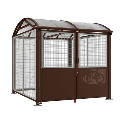 Cityscape Direct Secure Barrel Roof Bicycle Shelter Brown (RAL 8017) / Key Lock / Galvanised